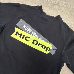 BTS MIC Drop Pop Up T Shirt Black Graphic Logo K Pop Cotton Size Small